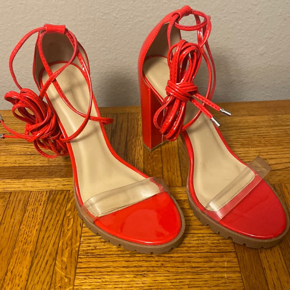Wrap lace up heels